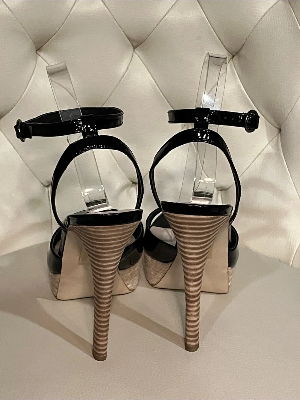 DV by Dolce Vita Black Patent Platform Espadrille Sandals Ankle Strap Beautiful